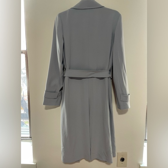 Theory Oaklane Trench Coat in Admiral Crepe in Misty Blue - Size M - Picture 9 of 10